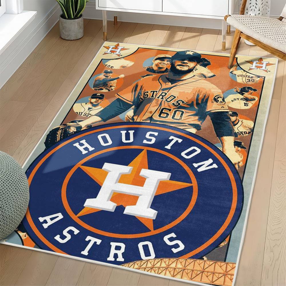 MLB Houston Astros Area Rug Non-Slip Baseball Carpet Home Decor Gift Idea For Fans HA17