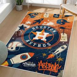 MLB Houston Astros Area Rug Non-Slip Baseball Carpet Home Decor Gift Idea For Fans HA206