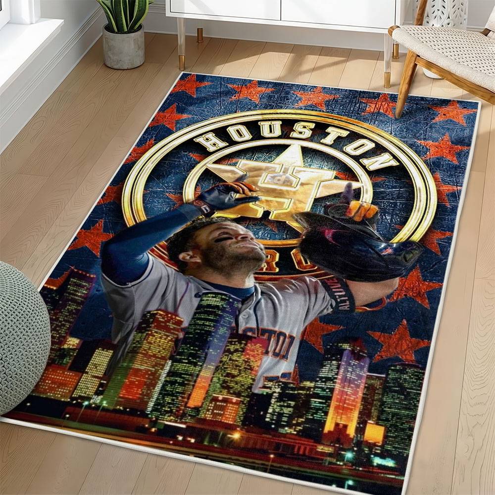 MLB Houston Astros Area Rug Non-Slip Baseball Carpet Home Decor Gift Idea For Fans HA26