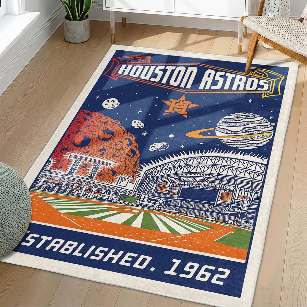 MLB Houston Astros Area Rug Non-Slip Baseball Carpet Home Decor Gift Idea For Fans HA261