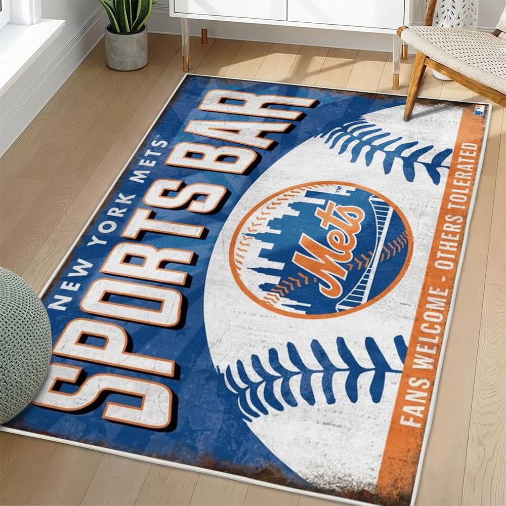 MLB New York Mets Area Rug Non-Slip Baseball Carpet Home Decor Gift Idea For Fans NYM100