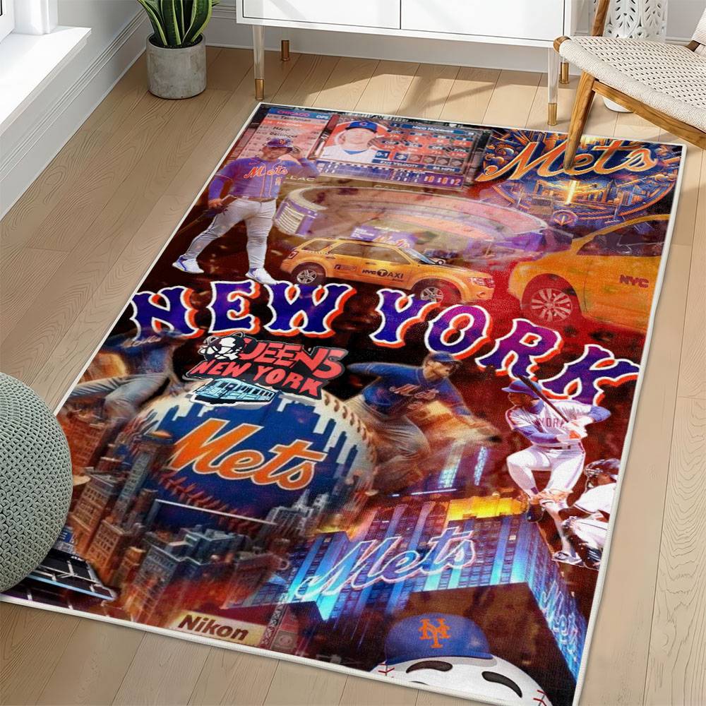 MLB New York Mets Area Rug Non-Slip Baseball Carpet Home Decor Gift Idea For Fans NYM101