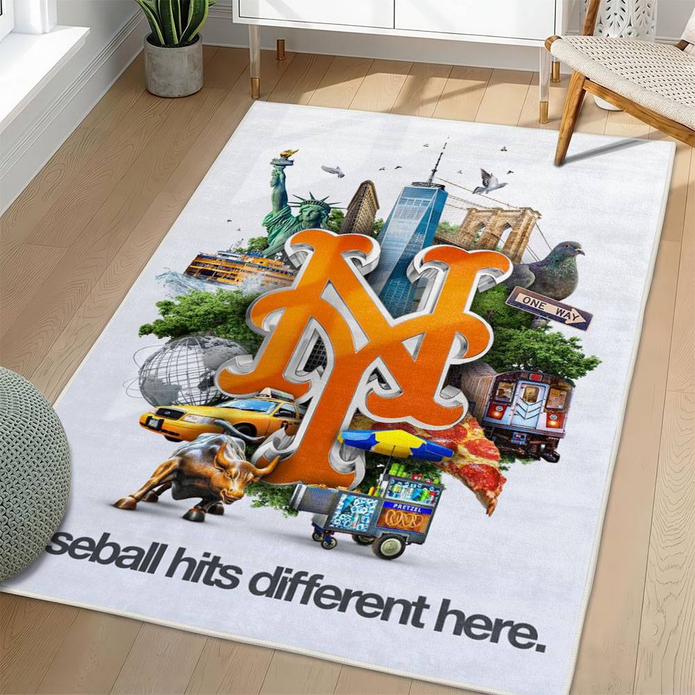 MLB New York Mets Area Rug Non-Slip Baseball Carpet Home Decor Gift Idea For Fans NYM102