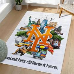 MLB New York Mets Area Rug Non-Slip Baseball Carpet Home Decor Gift Idea For Fans NYM102
