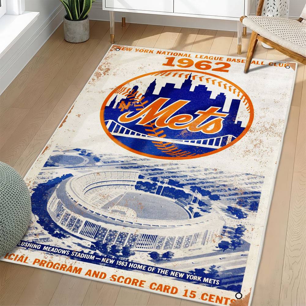 MLB New York Mets Area Rug Non-Slip Baseball Carpet Home Decor Gift Idea For Fans NYM191