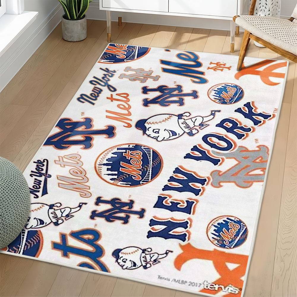 MLB New York Mets Area Rug Non-Slip Baseball Carpet Home Decor Gift Idea For Fans NYM232