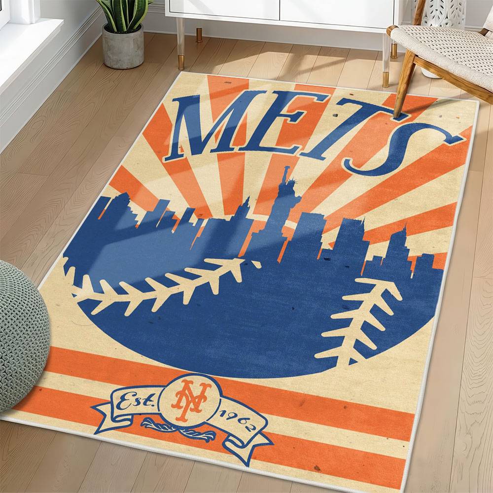 MLB New York Mets Area Rug Non-Slip Baseball Carpet Home Decor Gift Idea For Fans NYM242