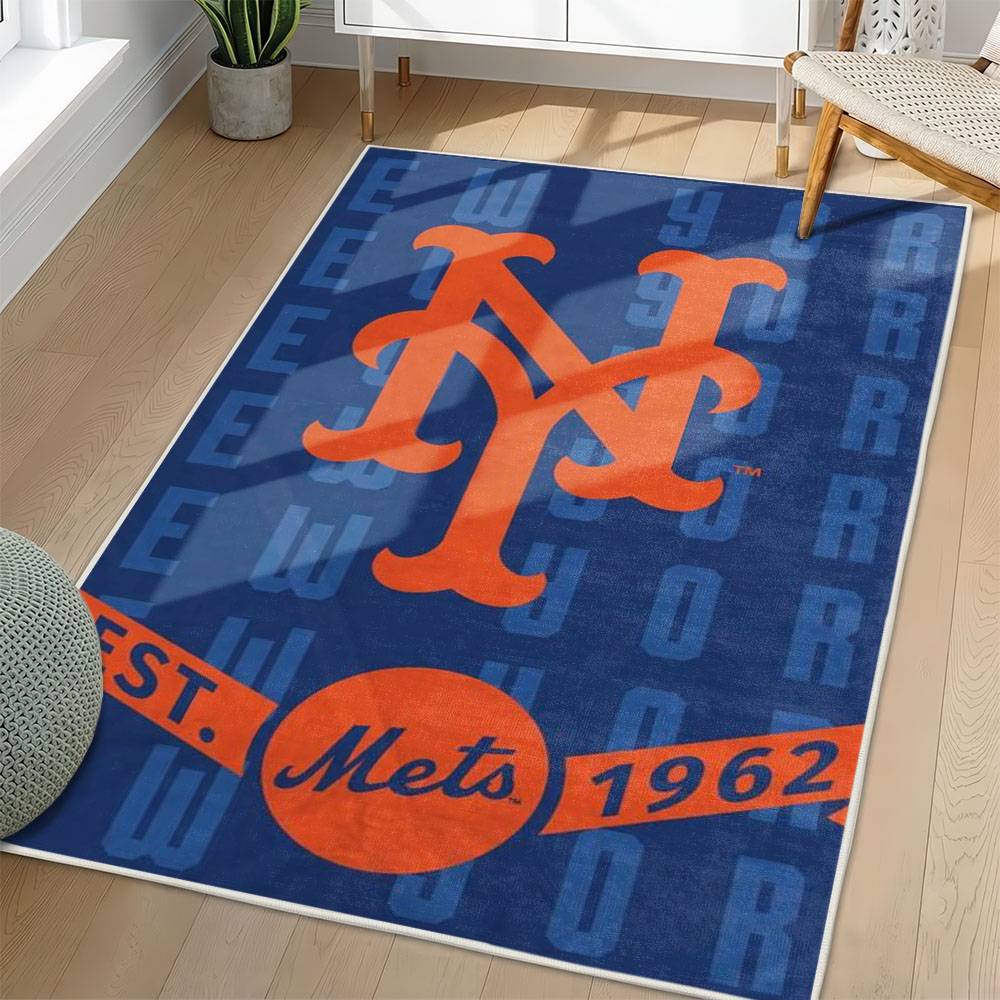 MLB New York Mets Area Rug Non-Slip Baseball Carpet Home Decor Gift Idea For Fans NYM50