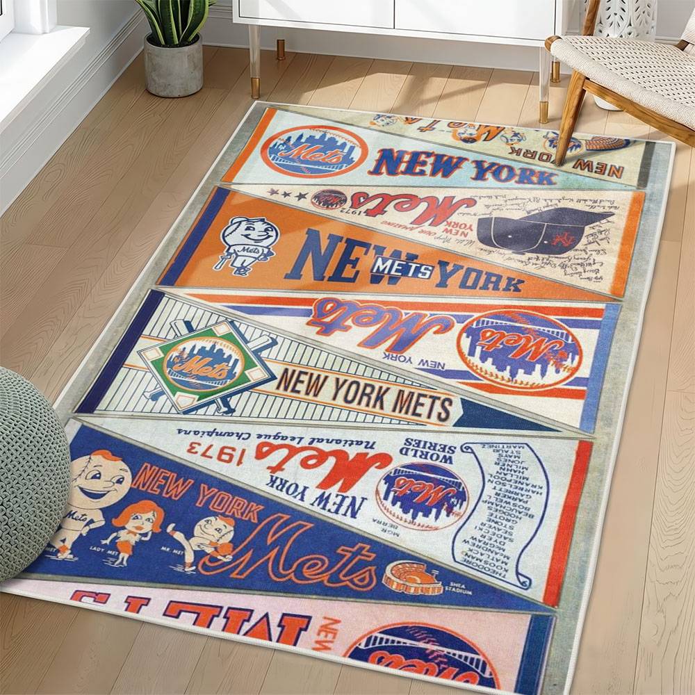 MLB New York Mets Area Rug Non-Slip Baseball Carpet Home Decor Gift Idea For Fans NYM99