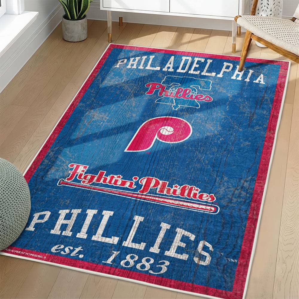 MLB Philadelphia Phillies Area Rug Non-Slip Baseball Carpet Home Decor Gift Idea For Fans PP100