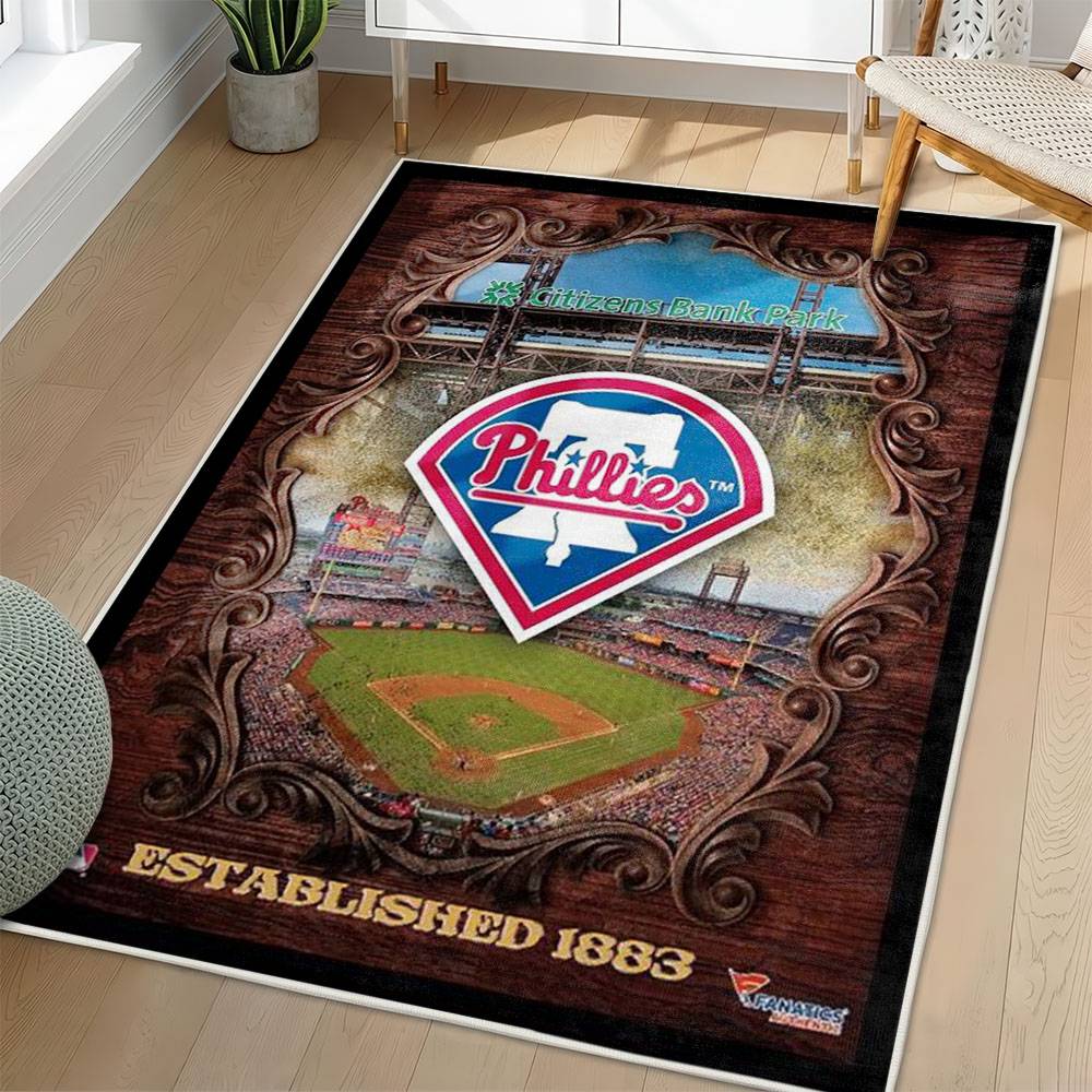 MLB Philadelphia Phillies Area Rug Non-Slip Baseball Carpet Home Decor Gift Idea For Fans PP146