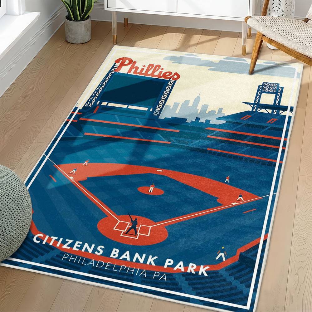 MLB Philadelphia Phillies Area Rug Non-Slip Baseball Carpet Home Decor Gift Idea For Fans PP196