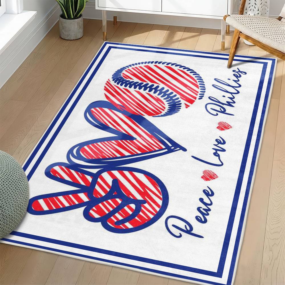MLB Philadelphia Phillies Area Rug Non-Slip Baseball Carpet Home Decor Gift Idea For Fans PP234