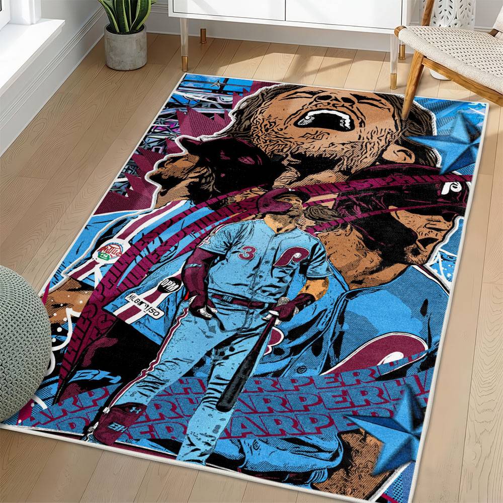 MLB Philadelphia Phillies Area Rug Non-Slip Baseball Carpet Home Decor Gift Idea For Fans PP250