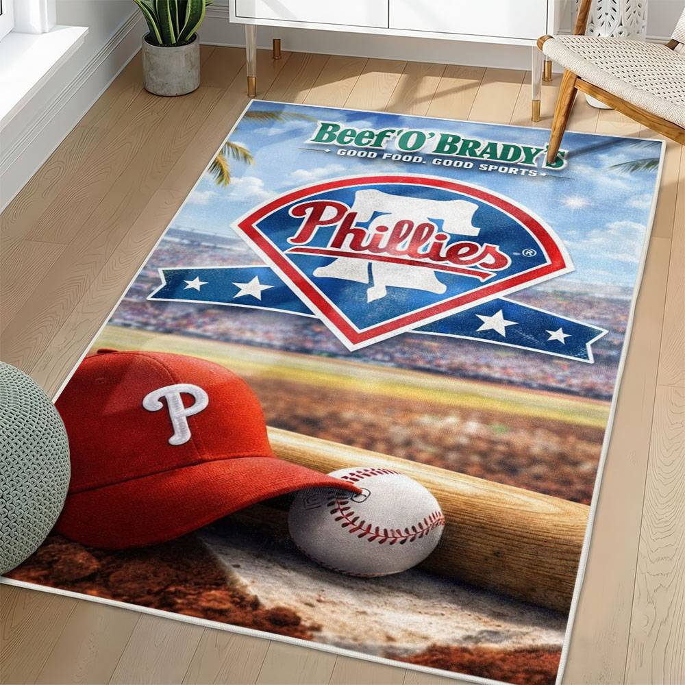 MLB Philadelphia Phillies Area Rug Non-Slip Baseball Carpet Home Decor Gift Idea For Fans PP30