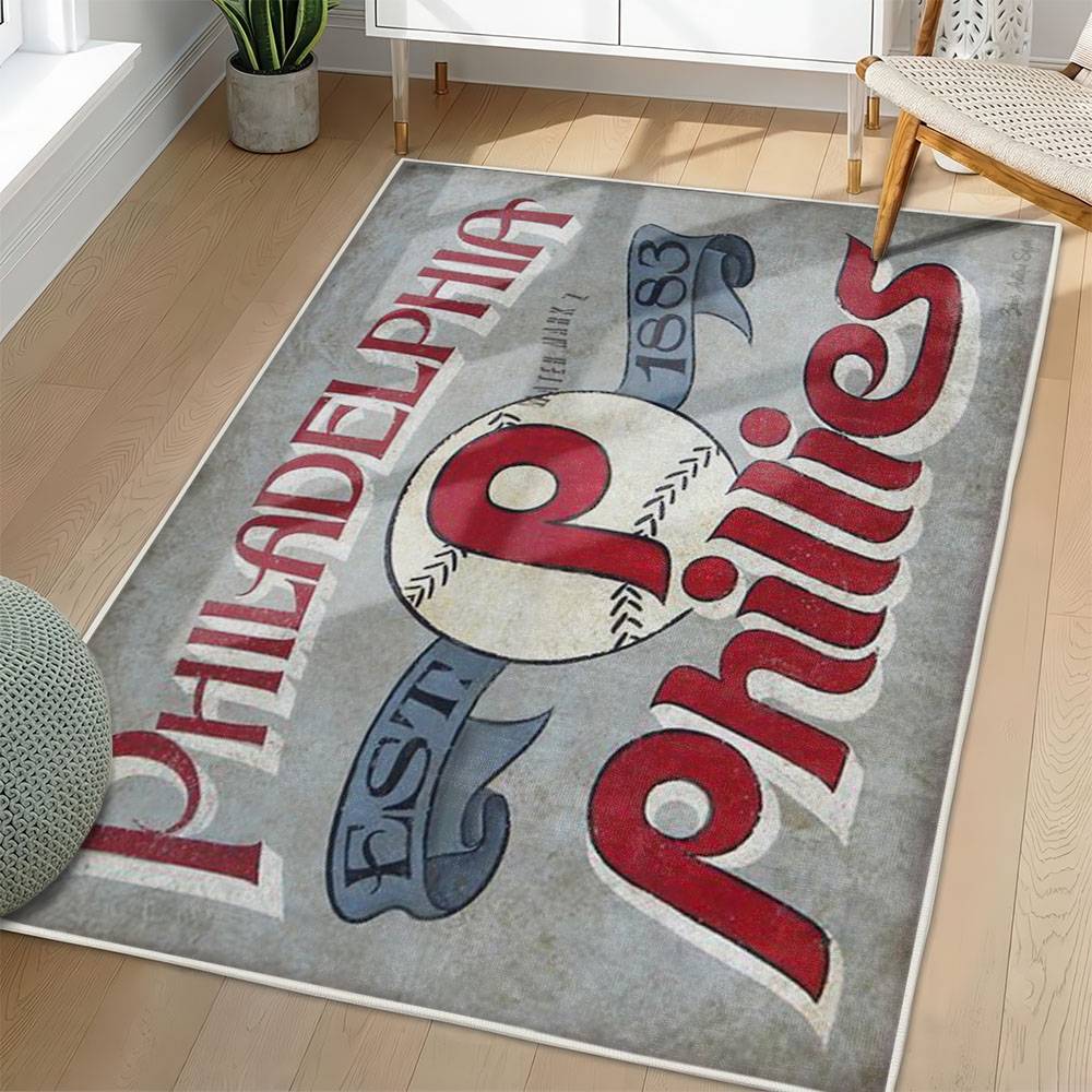 MLB Philadelphia Phillies Area Rug Non-Slip Baseball Carpet Home Decor Gift Idea For Fans PP36