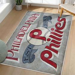 MLB Philadelphia Phillies Area Rug Non-Slip Baseball Carpet Home Decor Gift Idea For Fans PP36