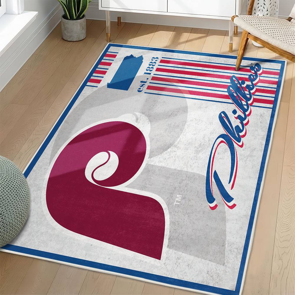 MLB Philadelphia Phillies Area Rug Non-Slip Baseball Carpet Home Decor Gift Idea For Fans PP52
