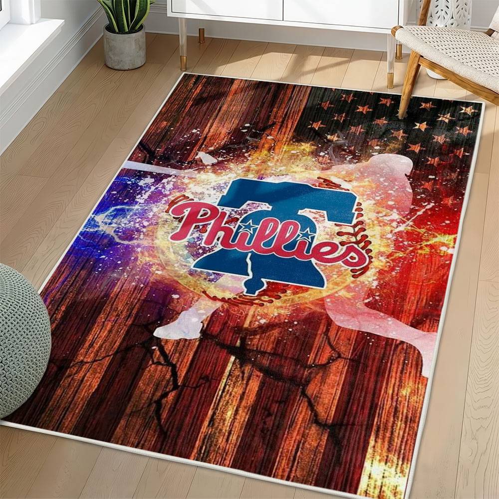 MLB Philadelphia Phillies Area Rug Non-Slip Baseball Carpet Home Decor Gift Idea For Fans PP76