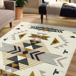 Mustard Black Native Aztec Area Rug Pattern LUX60
