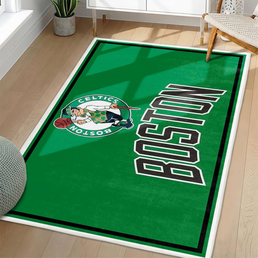 NBA Boston Celtics Rectangle Rug Personalized Non-Slip Carpet Gift For Basketball Fans BC107
