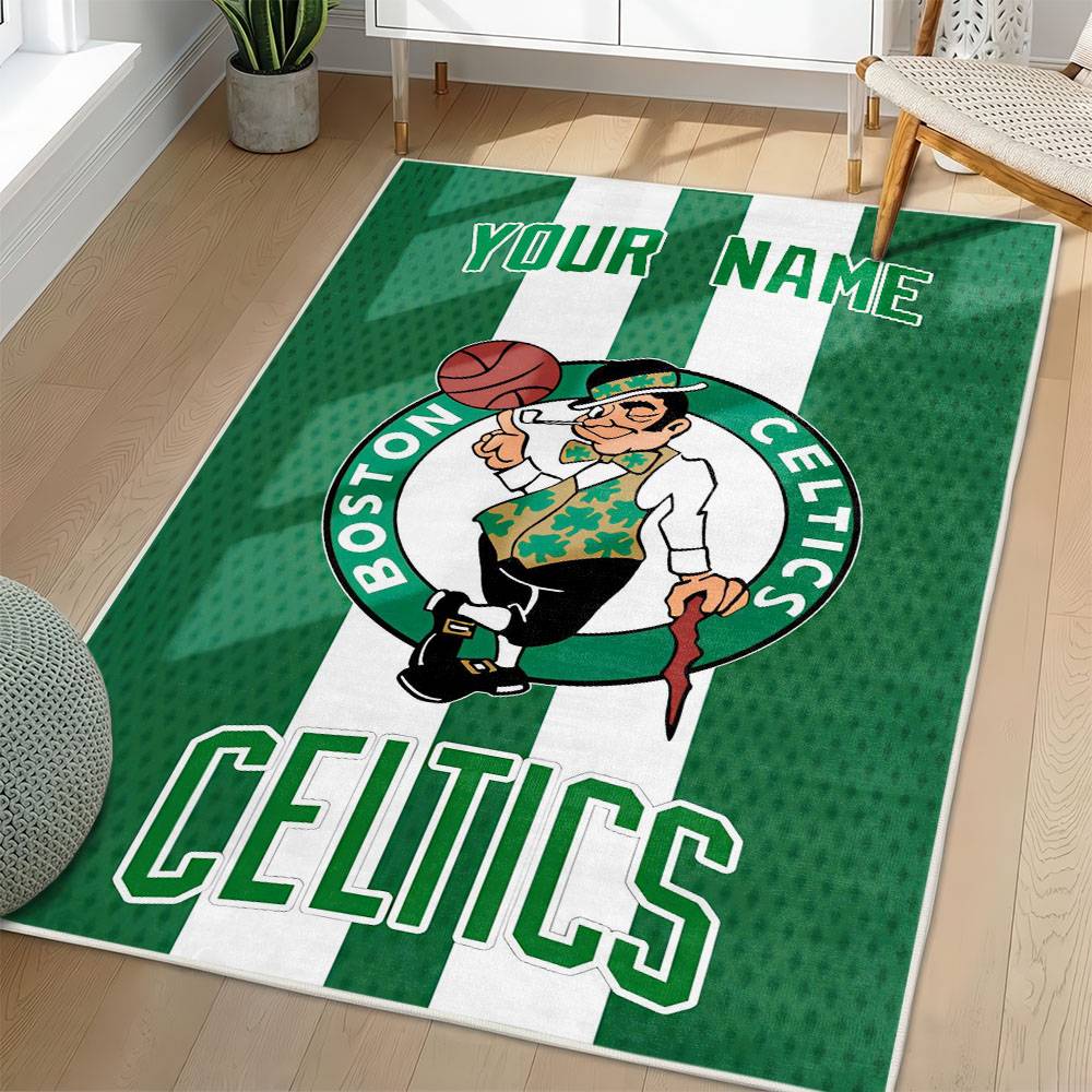 NBA Boston Celtics Rectangle Rug Personalized Non-Slip Carpet Gift For Basketball Fans BC110