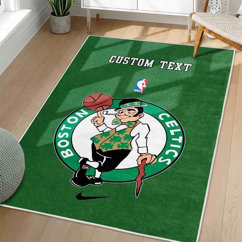 NBA Boston Celtics Rectangle Rug Personalized Non-Slip Carpet Gift For Basketball Fans BC115