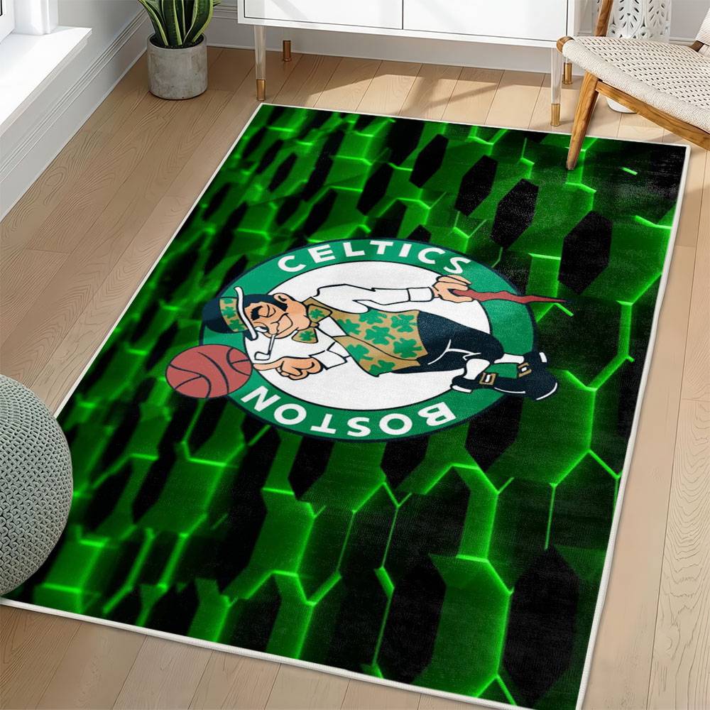 NBA Boston Celtics Rectangle Rug Personalized Non-Slip Carpet Gift For Basketball Fans BC118