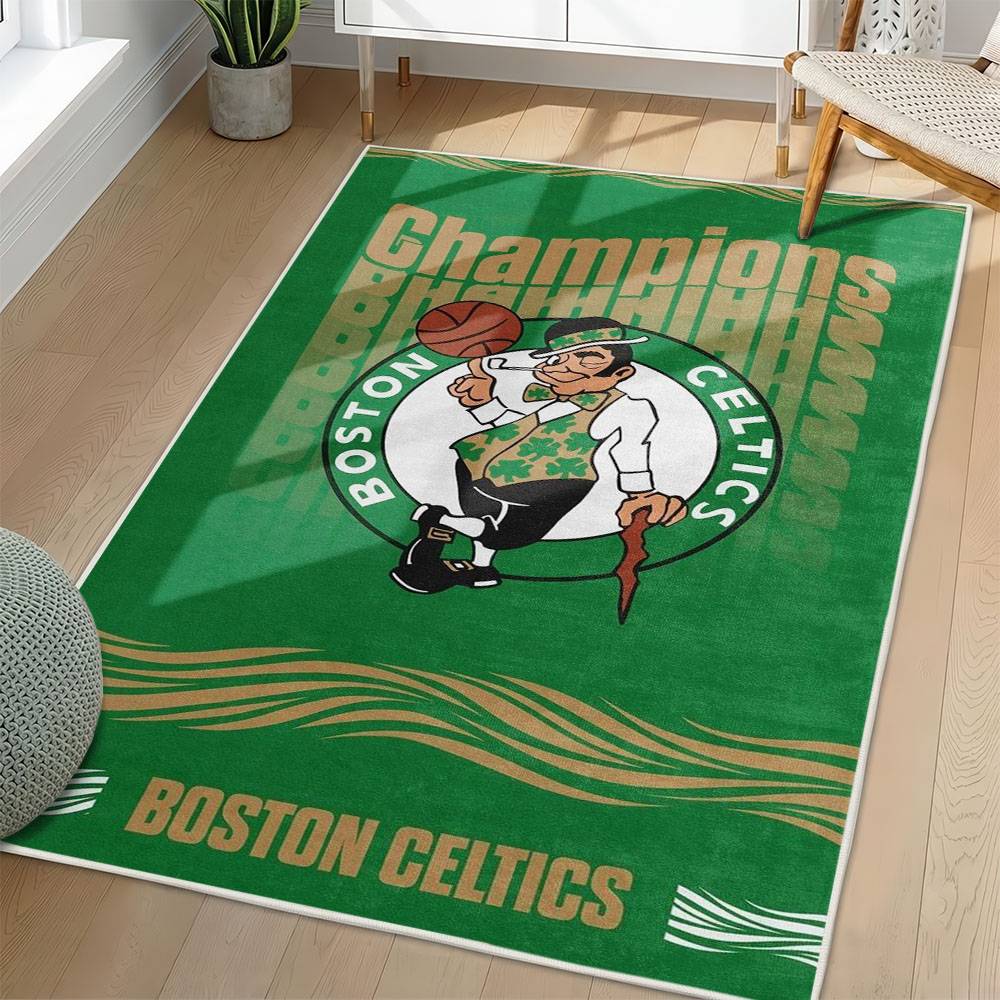 NBA Boston Celtics Rectangle Rug Personalized Non-Slip Carpet Gift For Basketball Fans BC219