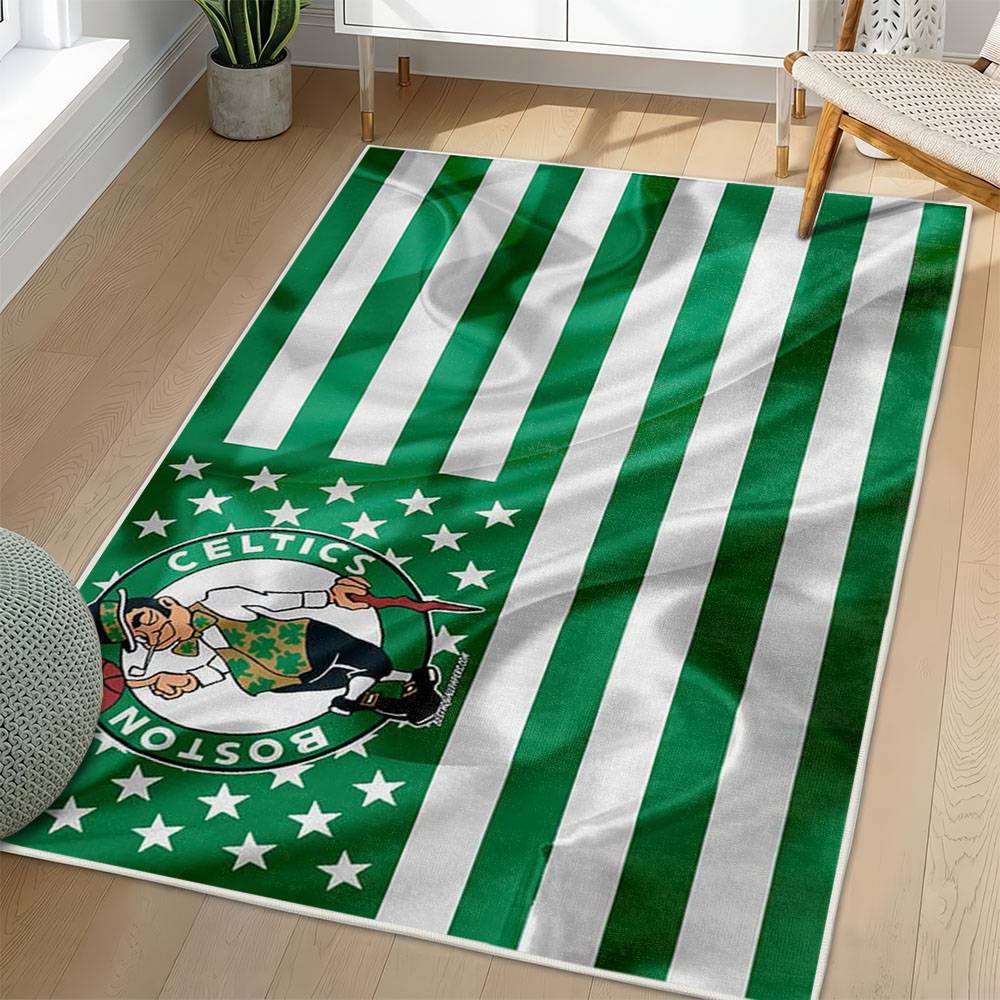 NBA Boston Celtics Rectangle Rug Personalized Non-Slip Carpet Gift For Basketball Fans BC98
