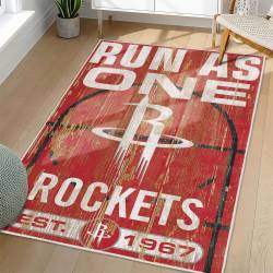NBA Houston Rockets Rectangle Rug Personalized Non-Slip Carpet Gift For Basketball Fans HR10