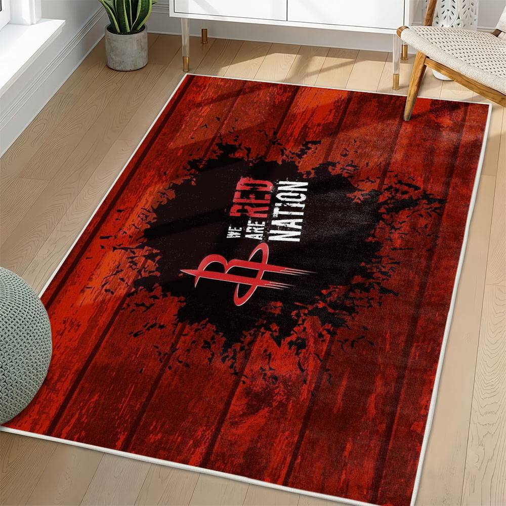 NBA Houston Rockets Rectangle Rug Personalized Non-Slip Carpet Gift For Basketball Fans HR17