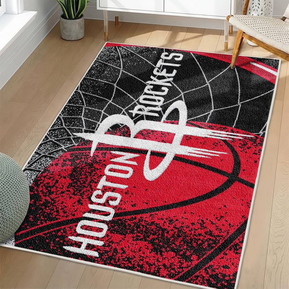 NBA Houston Rockets Rectangle Rug Personalized Non-Slip Carpet Gift For Basketball Fans HR19