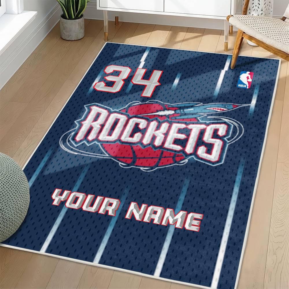 NBA Houston Rockets Rectangle Rug Personalized Non-Slip Carpet Gift For Basketball Fans HR20