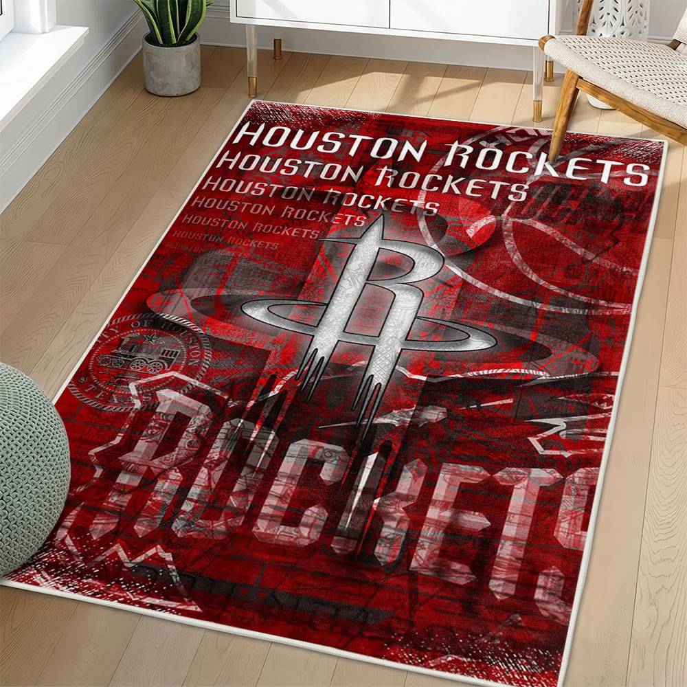 NBA Houston Rockets Rectangle Rug Personalized Non-Slip Carpet Gift For Basketball Fans HR34