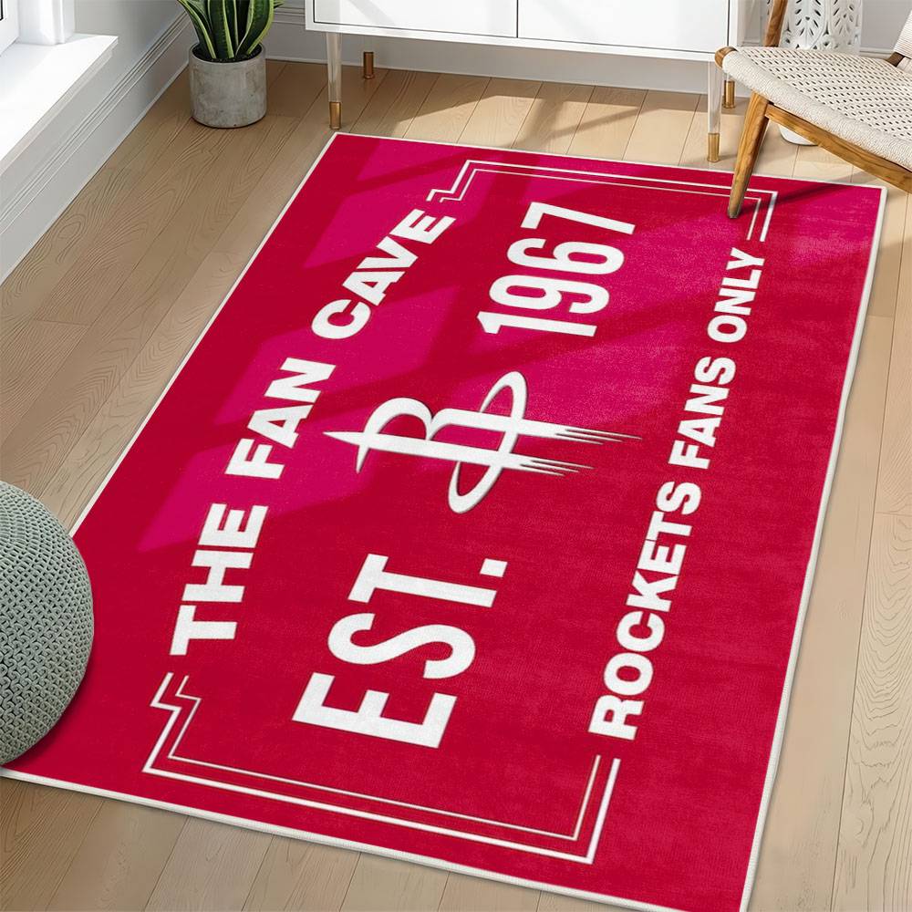 NBA Houston Rockets Rectangle Rug Personalized Non-Slip Carpet Gift For Basketball Fans HR52