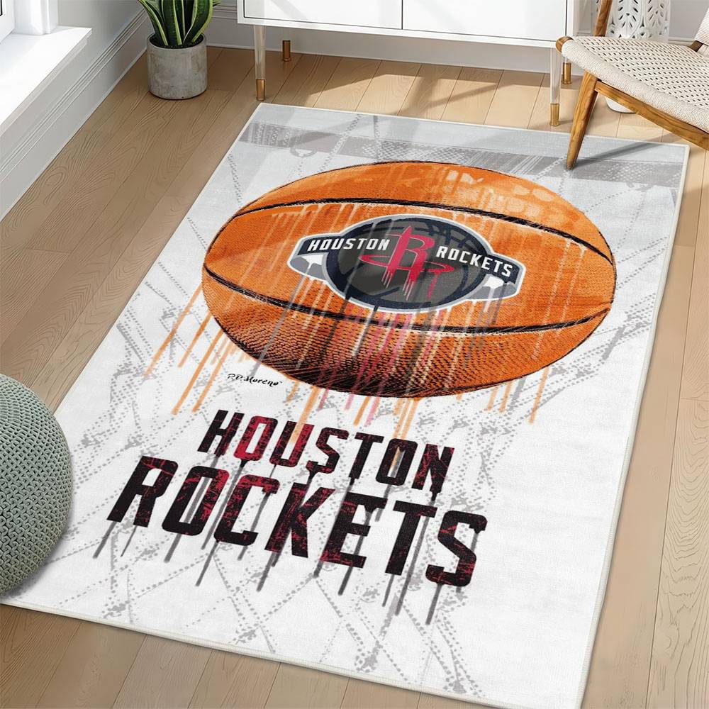 NBA Houston Rockets Rectangle Rug Personalized Non-Slip Carpet Gift For Basketball Fans HR63