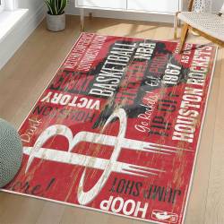 NBA Houston Rockets Rectangle Rug Personalized Non-Slip Carpet Gift For Basketball Fans HR87