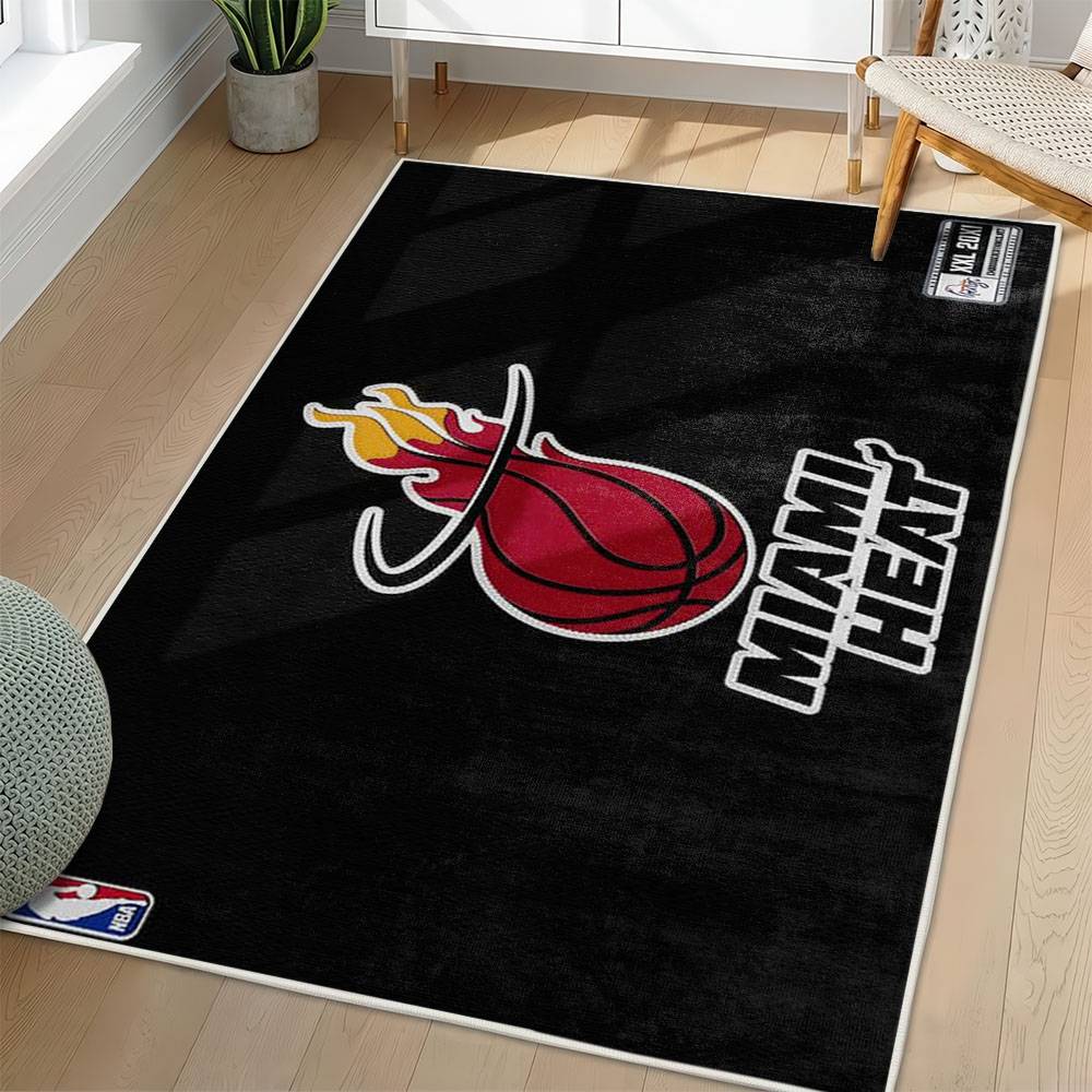 NBA Miami Heat Rectangle Rug Personalized Non-Slip Carpet Gift For Basketball Fans MH100