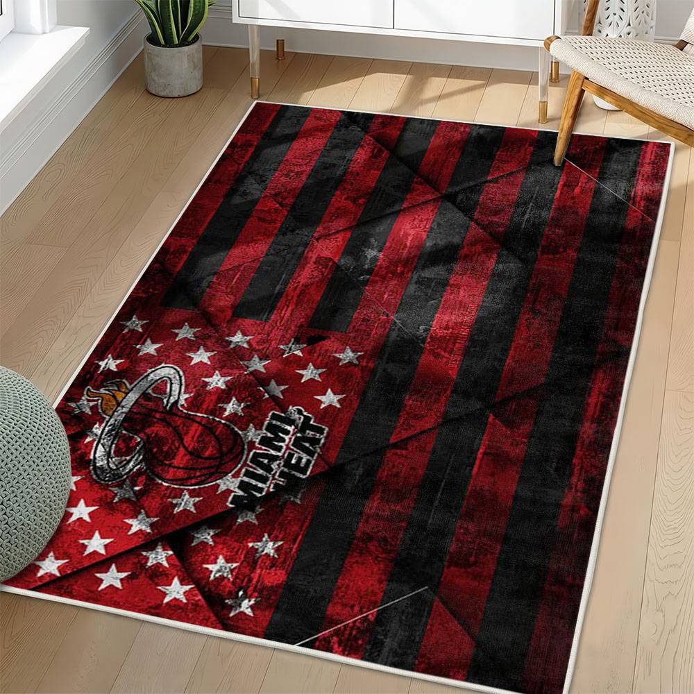 NBA Miami Heat Rectangle Rug Personalized Non-Slip Carpet Gift For Basketball Fans MH101