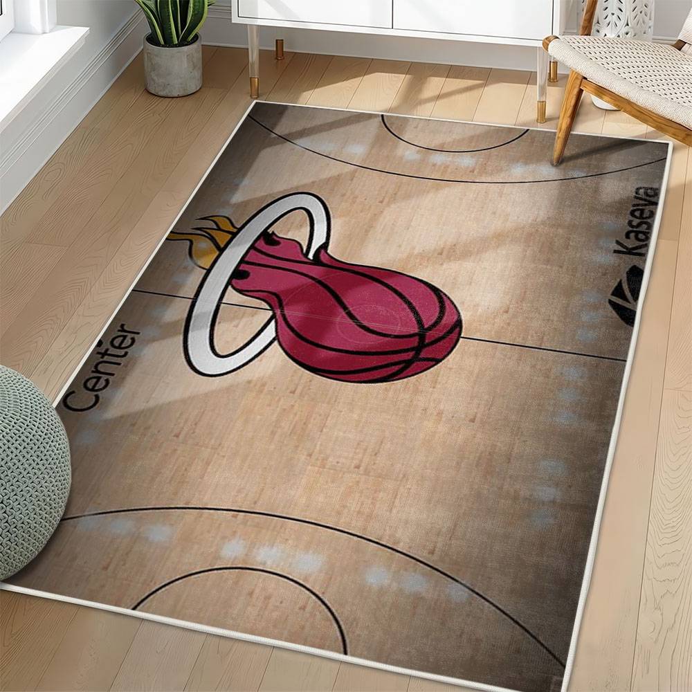 NBA Miami Heat Rectangle Rug Personalized Non-Slip Carpet Gift For Basketball Fans MH102