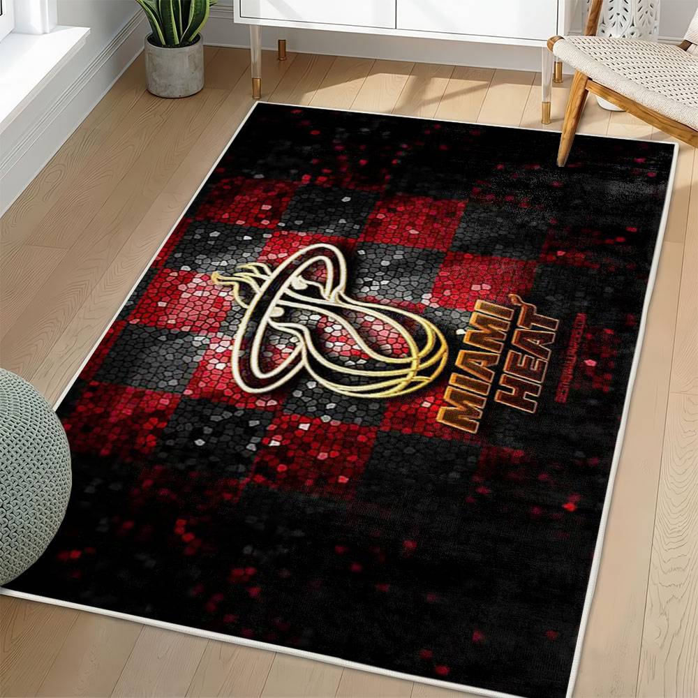 NBA Miami Heat Rectangle Rug Personalized Non-Slip Carpet Gift For Basketball Fans MH105