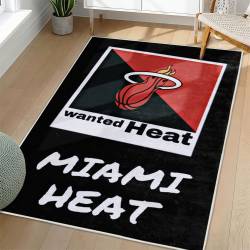 NBA Miami Heat Rectangle Rug Personalized Non-Slip Carpet Gift For Basketball Fans MH106
