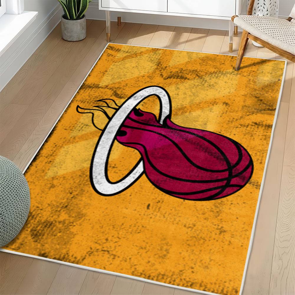 NBA Miami Heat Rectangle Rug Personalized Non-Slip Carpet Gift For Basketball Fans MH112