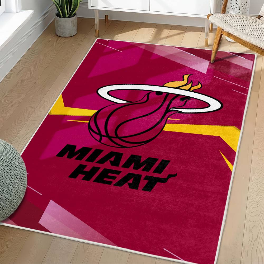 NBA Miami Heat Rectangle Rug Personalized Non-Slip Carpet Gift For Basketball Fans MH121