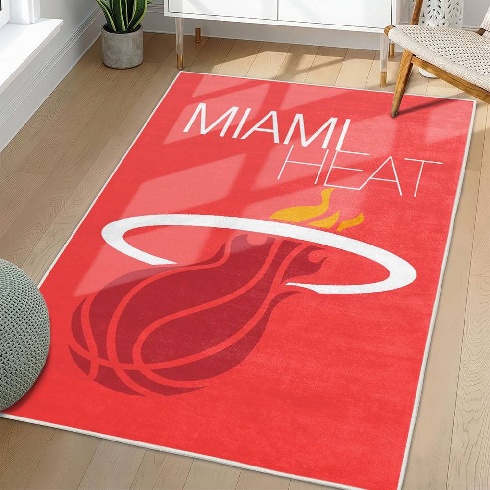 NBA Miami Heat Rectangle Rug Personalized Non-Slip Carpet Gift For Basketball Fans MH122