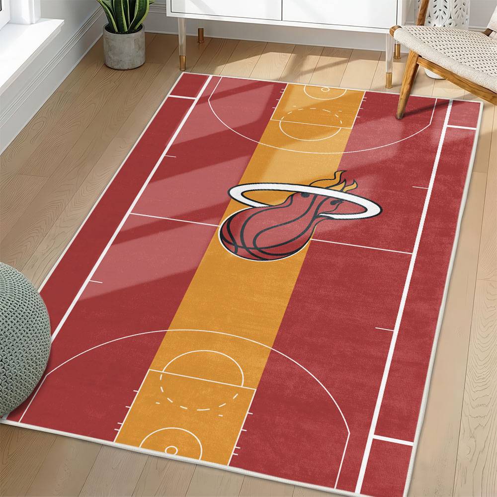 NBA Miami Heat Rectangle Rug Personalized Non-Slip Carpet Gift For Basketball Fans MH124