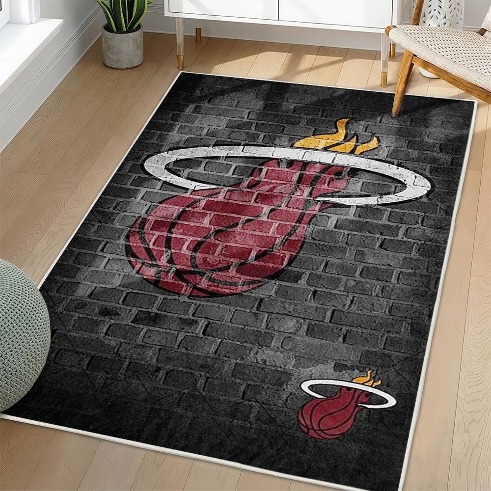 NBA Miami Heat Rectangle Rug Personalized Non-Slip Carpet Gift For Basketball Fans MH132