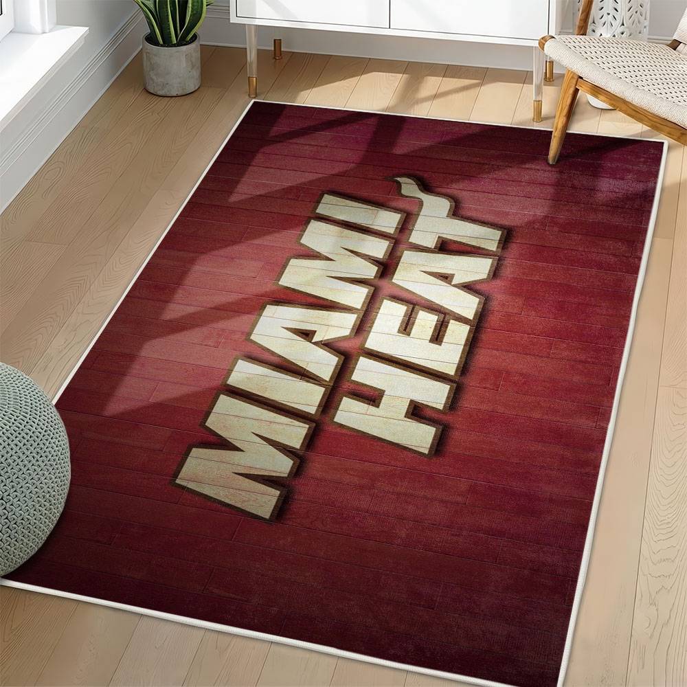 NBA Miami Heat Rectangle Rug Personalized Non-Slip Carpet Gift For Basketball Fans MH142