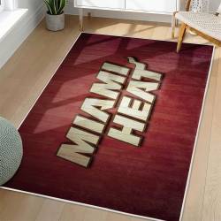 NBA Miami Heat Rectangle Rug Personalized Non-Slip Carpet Gift For Basketball Fans MH142